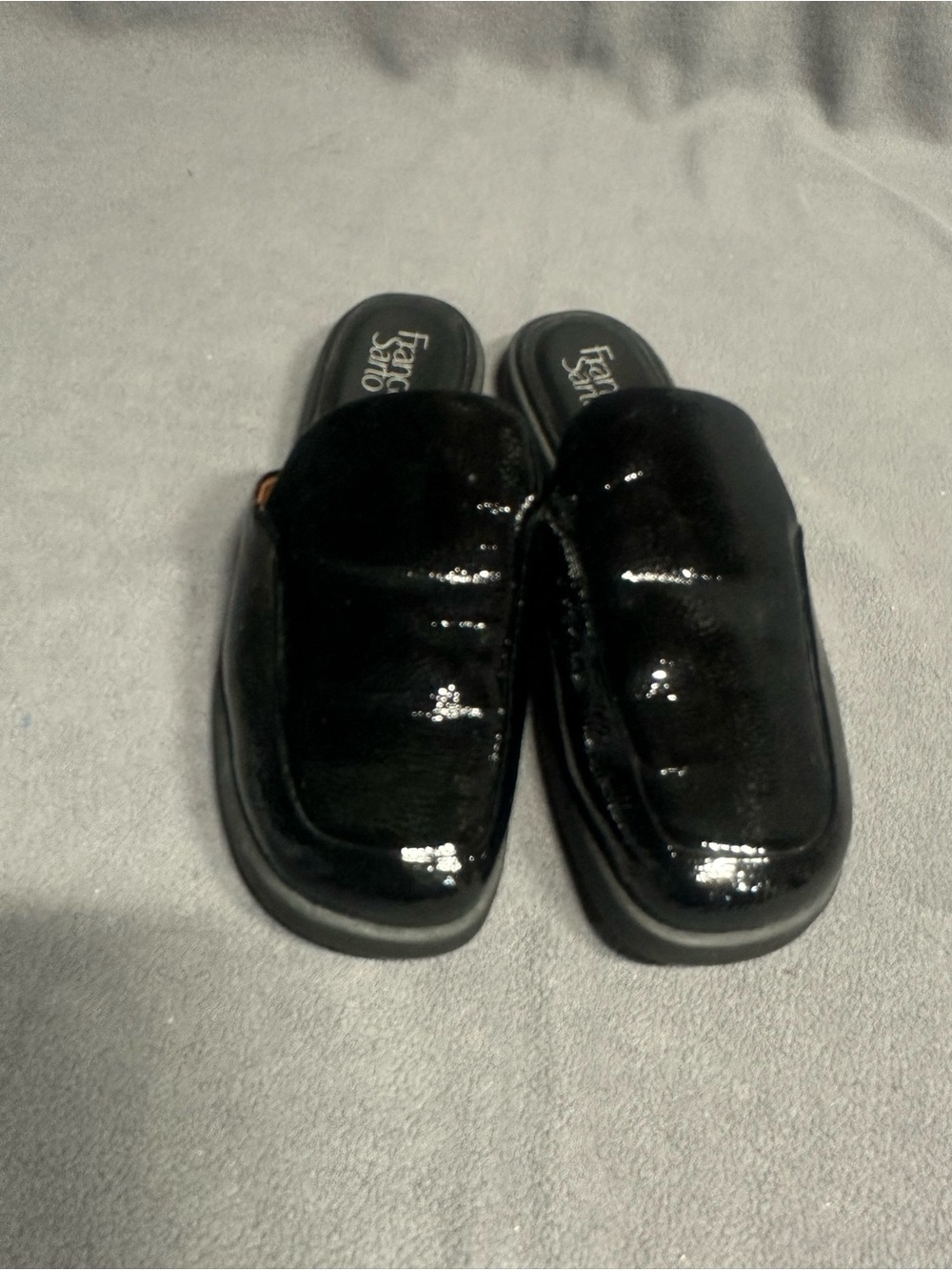 Franco Sarto women Glossy Black Slip-On Mules